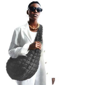 Designer Fashion Oversized Hobo Crossbody Quilted Tote Puffer Shoulder Bag